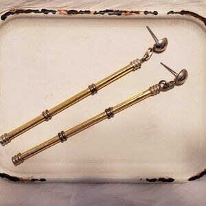 Bamboo Style Gold Tone Earrings